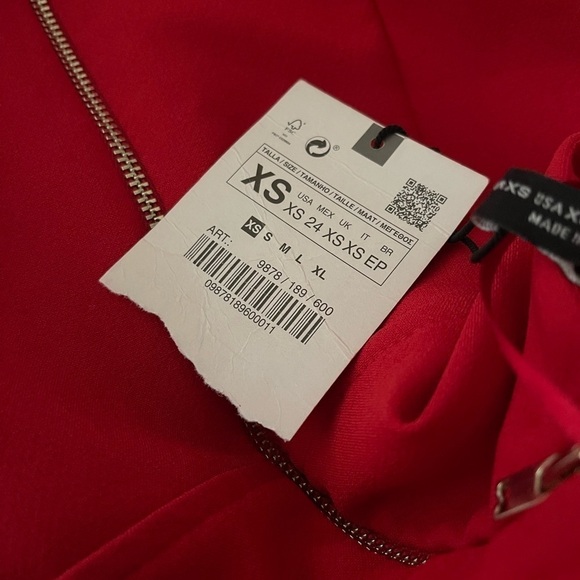 ZARA Blogger Favorite Red Cutout Strappy Bodycon Midi Dress XS NWT Valentines - Picture 16 of 16